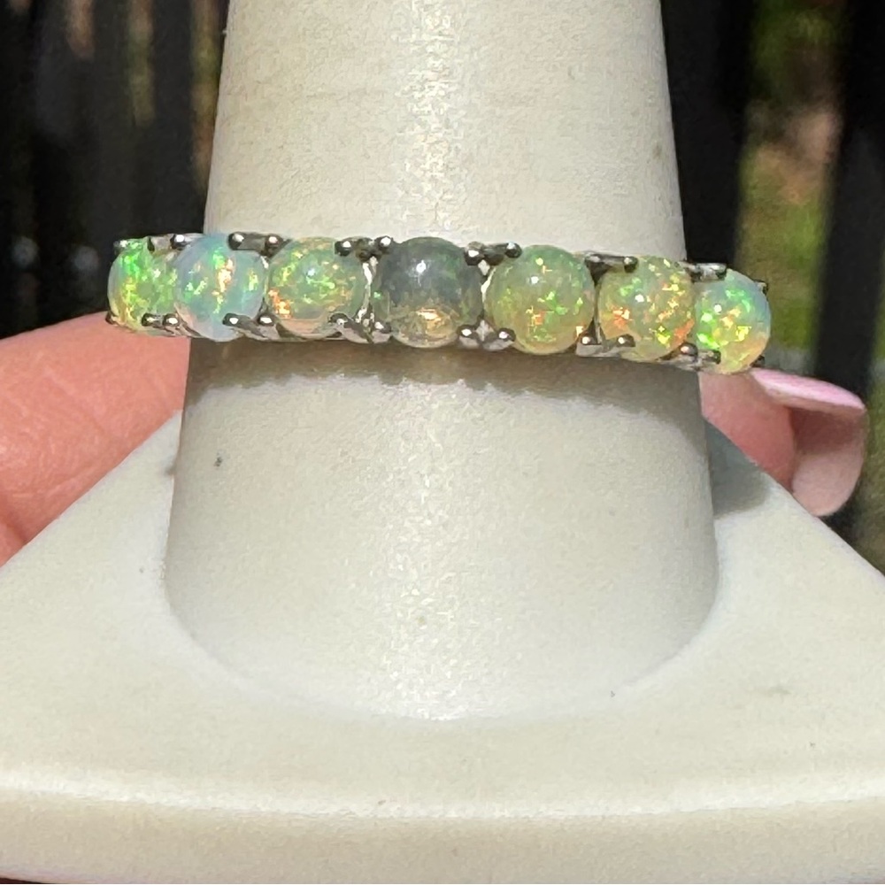 925 Multi Ethiopian Opal Ring - image 1